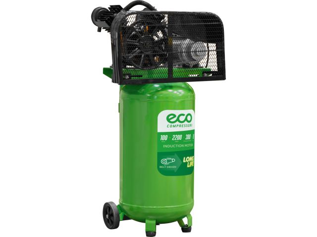 Компрессор ECO AE-1005-B2 ременной (380 л/мин, 8 атм, ременной, масляный, вертикальный ресив. 100 л, 220 В, 2.20 кВт)