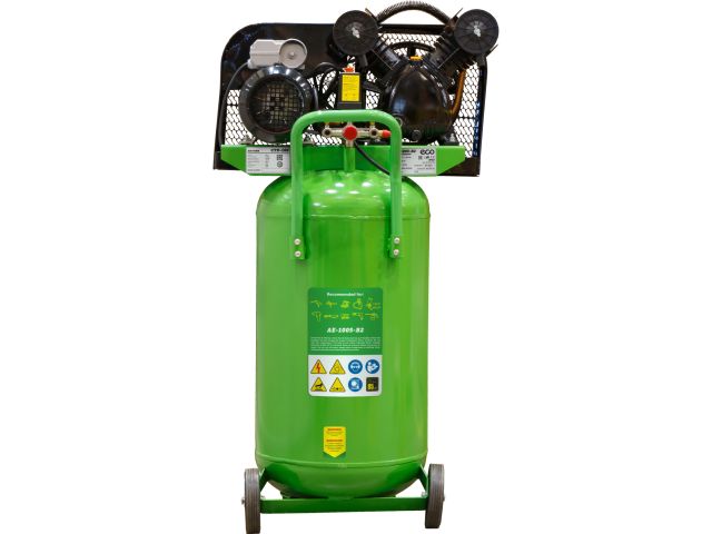 Компрессор ECO AE-1005-B2 ременной (380 л/мин, 8 атм, ременной, масляный, вертикальный ресив. 100 л, 220 В, 2.20 кВт)