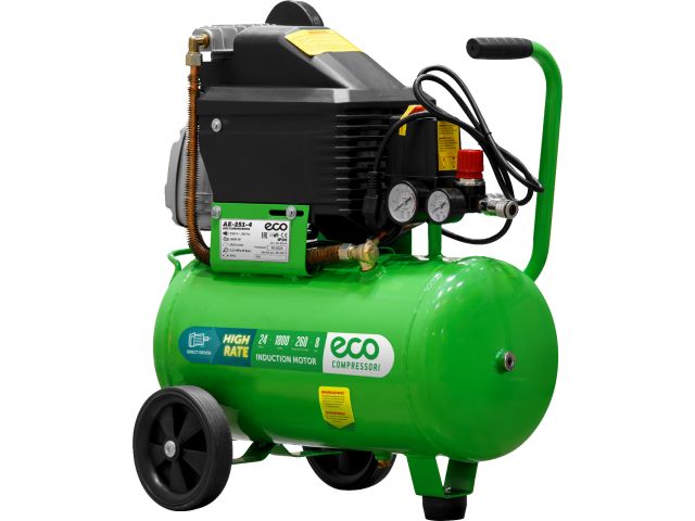 Компрессор ECO AE-251-4 коаксиальный (260 л/мин, 8 атм, коаксиальный, масляный, ресив. 24 л, 220 В, 1.80 кВт)