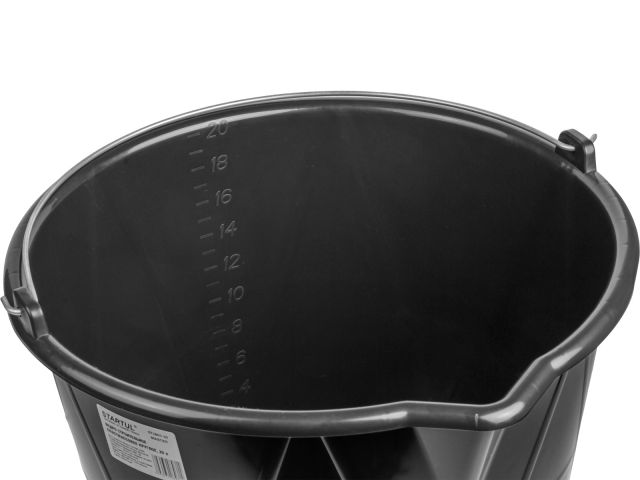 Ведро строительное 20 л пластм. круглое STARTUL MASTER (ST0803-20) (с мерной шкалой и носиком, усилено доп.ребрами жесткости)