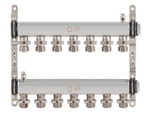 Коллекторная группа AVE134, 7 вых. AV Engineering (Для отопления (радиаторы) и водоснабжения. Не для теплого пола)