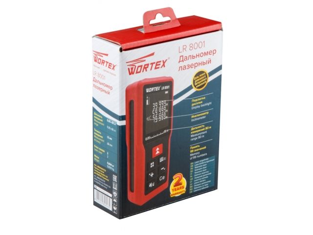 Дальномер лазерный WORTEX LR 8001 в кор., 0.05 - 80 м, +/- 2 мм/м