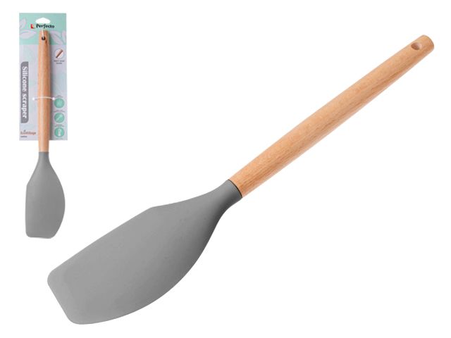 Лопатка силиконовая, 32 х 6 см, EcoVillage, серая, PERFECTO LINEA