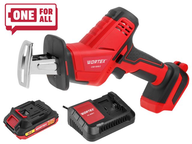 Аккум. сабельная пила WORTEX CSR 1018 E в чем. ALL1 XLT SET 18В, 1 акк., 2 Ач, дер. 100 мм (18 В, С АКБ (2.0 А/ч) И З/У, дерево до 100 мм, м