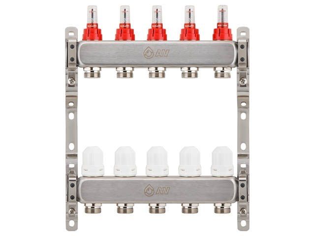 Коллекторная группа AVE136, 5 вых., AV Engineering (Для теплого пола и водоснабжения)