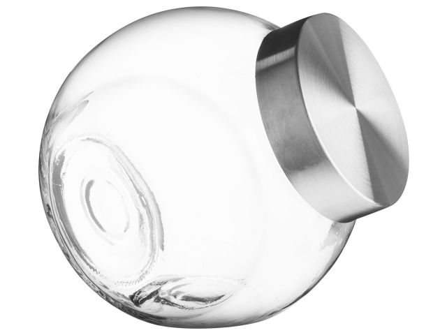 Банка для сыпучих продуктов стеклянная 1500 мл, серия Wella (Вэлла)  PERFECTO LINEA (Банка стеклянная с крышкой из нержавеющей стали, 1500 м