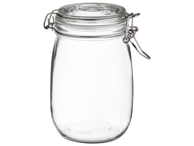 Банка для сыпучих продуктов стеклянная WECKER (Веккер) 1000 мл, PERFECTO LINEA (Банка с бугельным замком, 1000 мл.)