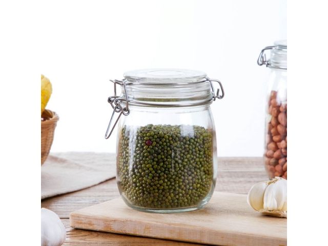 Банка для сыпучих продуктов стеклянная WECKER (Веккер) 1000 мл, PERFECTO LINEA (Банка с бугельным замком, 1000 мл.)