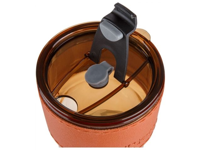 Стакан стеклянный (комплект) с трубочкой и кожаным кейсом, 400 мл, Amber, PERFECTO LINEA