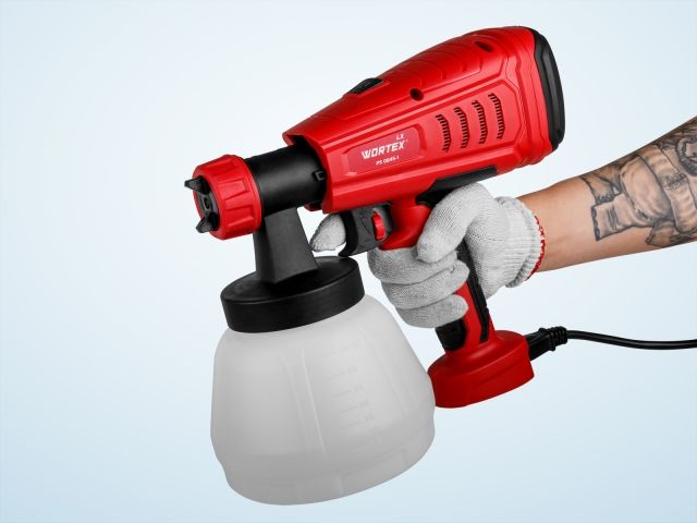 Краскораспылитель электрический WORTEX LX PS 0845-1 в кор. 550 Вт, 800 мл/мин, 1.3 л бак (2.6 мм сопло, 50 DIN)