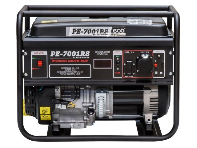 Электростанция (генератор бензиновый) ECO PE-7001RS ("Black Edition") (5.5 кВт, 230 В, бак 25.0 л, вес 72.2 кг)