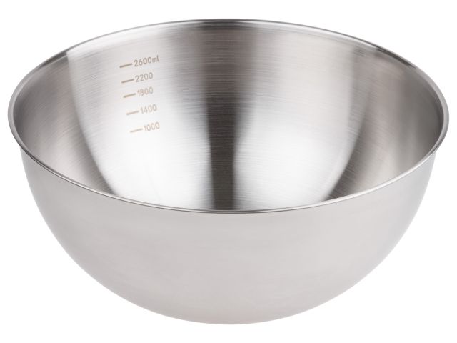 Миска для взбивания из нерж. стали, диаметр 24.5 см, с мерной шкалой, серия CHEF, PERFECTO LINEA (24.5х10.5см., 2800 мл)
