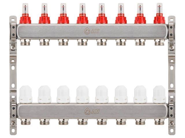 Коллекторная группа AVE136, 8 вых., AV Engineering (Для теплого пола и водоснабжения)
