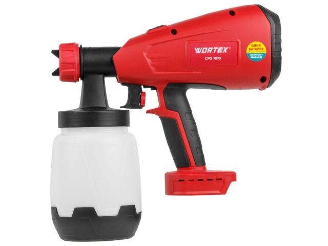 Аккум. краскораспылитель WORTEX CPS 1810 в кор. ALL1 XLT SOLO 18В, 700 мл/мин, 1 л бак (18 В, БЕЗ АКБ И ЗУ, 700 мл/мин, 1 л бак, 2.6 мм сопл