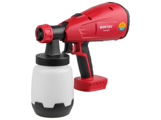 Аккум. краскораспылитель WORTEX CPS 1810 в кор. ALL1 XLT SOLO 18В, 700 мл/мин, 1 л бак (18 В, БЕЗ АКБ И ЗУ, 700 мл/мин, 1 л бак, 2.6 мм сопл