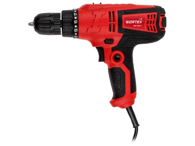 Дрель-шуруповерт WORTEX LX DR 1023-1 в кор. 280 Вт, 28 Нм, 2 скор., быстрозажимной патрон: 10 мм (Шнур 4 мм, шурупы до 6 мм)