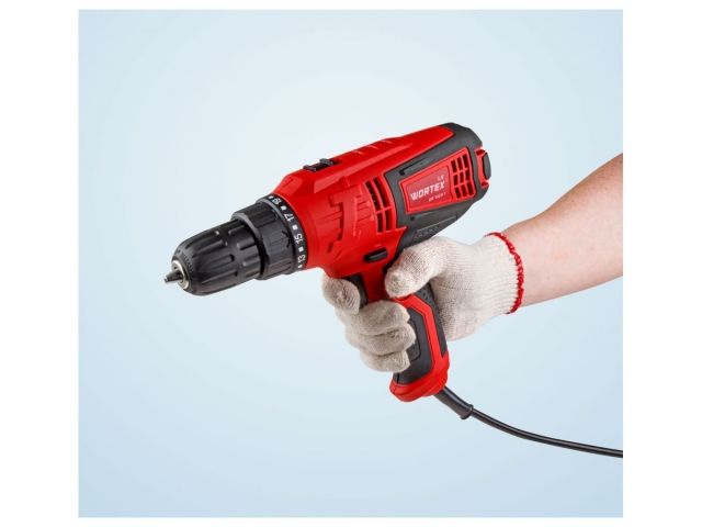 Дрель-шуруповерт WORTEX LX DR 1023-1 в кор. 280 Вт, 28 Нм, 2 скор., быстрозажимной патрон: 10 мм (Шнур 4 мм, шурупы до 6 мм)