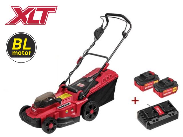 Газонокосилка аккумуляторная WORTEX CLM 3836 ALL1 XLT SET БЕСЩЁТ.ДВИГ., 18В+18В, 2акб, 4Ач, шир.3 (выс. 25-75 мм, травосборник 35 л)