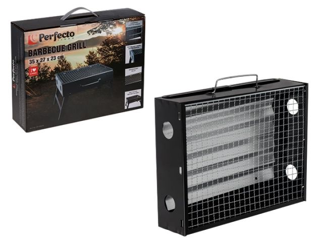 Мангал-барбекю складной с решеткой, 35х27х23 см, сталь, PERFECTO LINEA