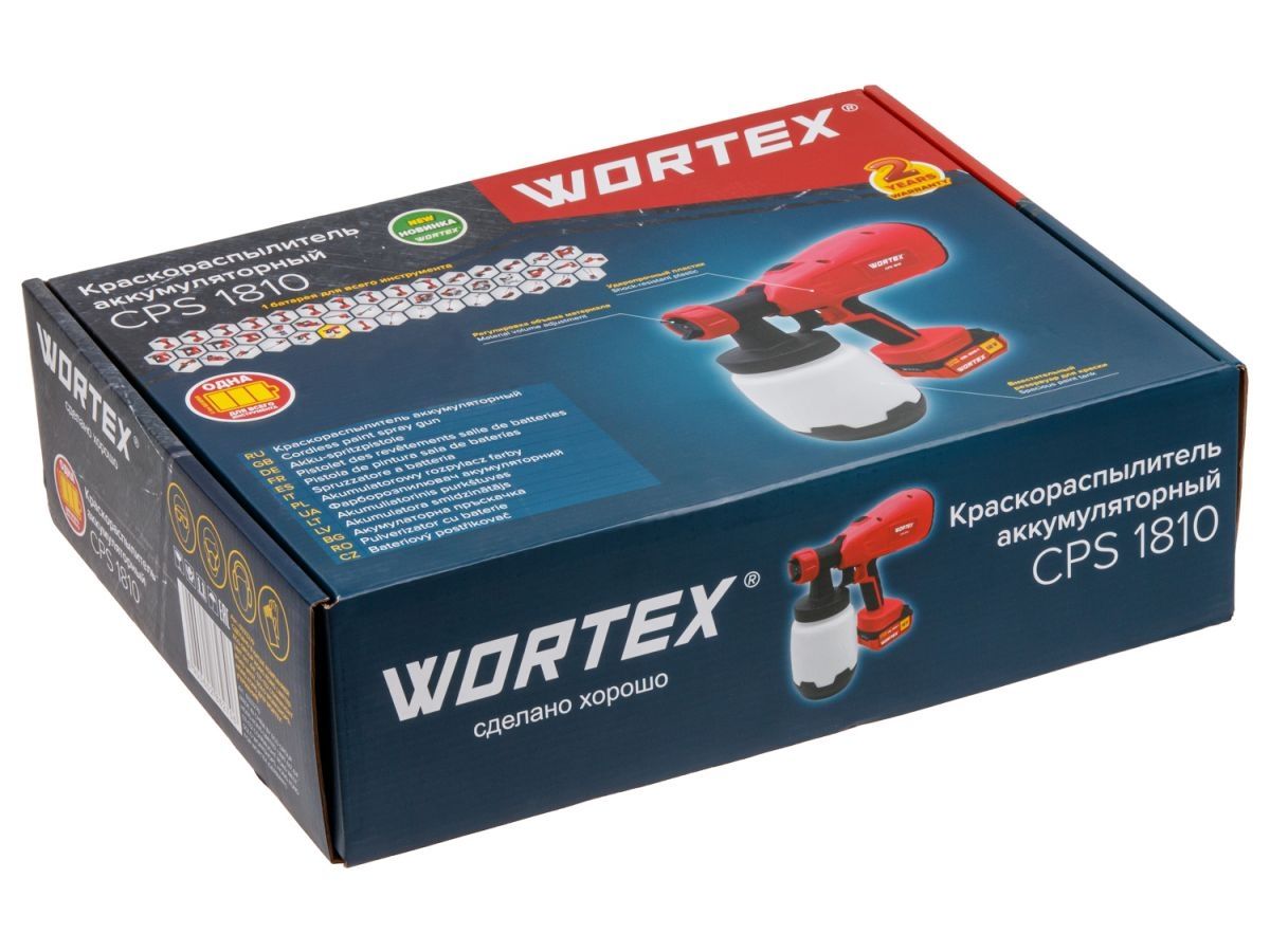 Аккум. краскораспылитель WORTEX CPS 1810 в кор. ALL1 XLT SET 18В, 1 акк., 4 Ач, 700 мл/мин, 1 л б