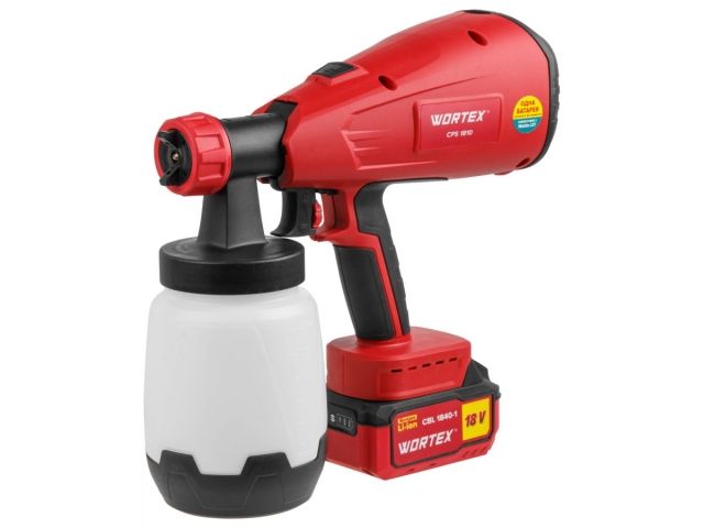 Аккум. краскораспылитель WORTEX CPS 1810 в кор. ALL1 XLT SET 18В, 1 акк., 4 Ач, 700 мл/мин, 1 л б (18 В, 1 акк., 4 Ач, ЗУ, 700 мл/мин, 1 л б