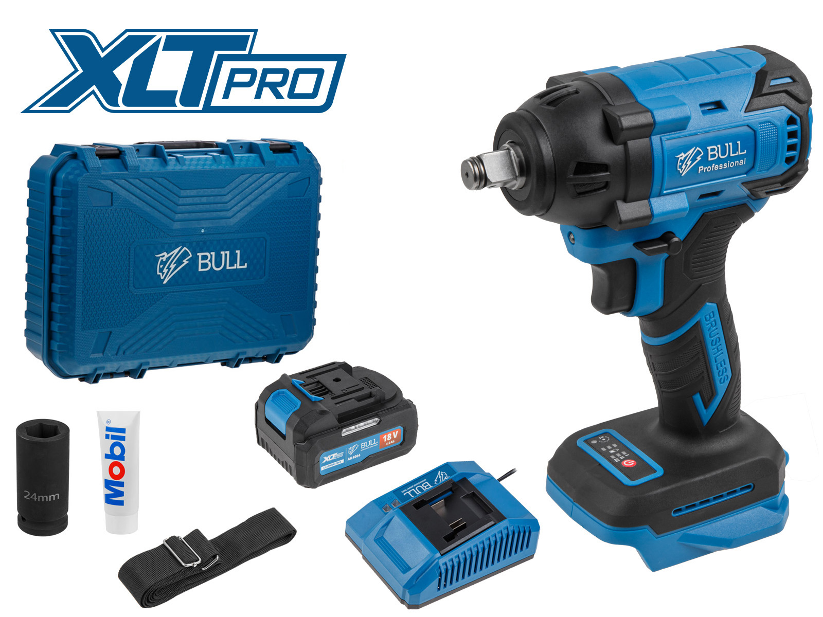 Аккум. ударный гайковерт BULL SC 1804 в чем. XLTpro БЕСЩЕТ., 18 В, 400 Н*м, 1/2", 1х4 А*ч, з/у 4 А