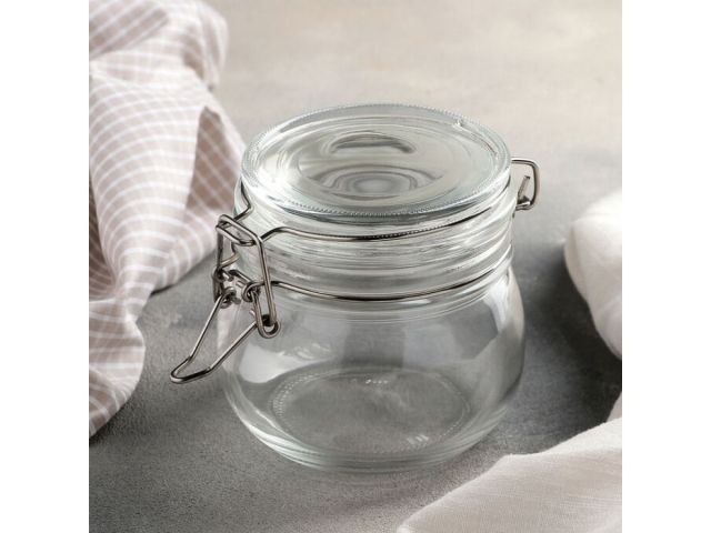 Банка для сыпучих продуктов стеклянная WECKER (Веккер) 500 мл, PERFECTO LINEA (Банка с бугельным замком 500 мл)