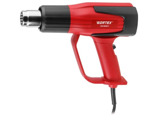 Термовоздуходувка WORTEX HG 6020-1 в чем. + набор сопл 2000 Вт, 2 скор., 350-600 °С (Ступенч. рег., 300-500 л/мин)