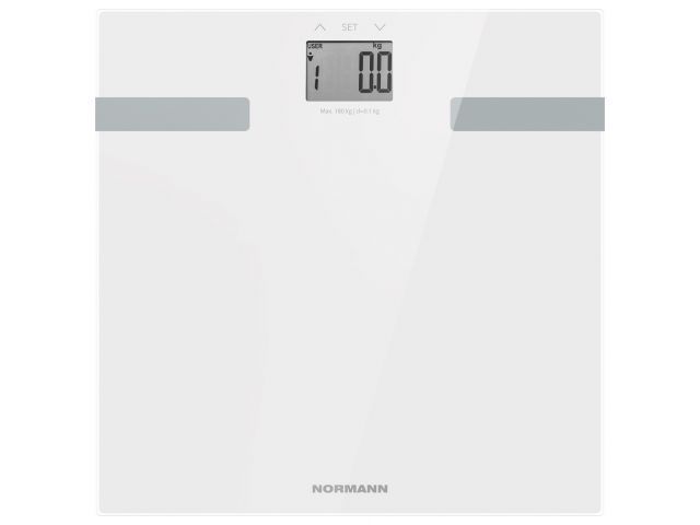 Весы напольные ASB-474 NORMANN (180 кг; стекло 6 мм; дисплей 50х35 мм; изм-ние уровня воды,жира, мышечной массы)