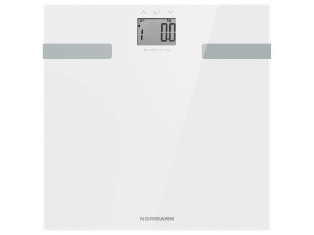 Весы напольные ASB-474 NORMANN (180 кг; стекло 6 мм; дисплей 50х35 мм; изм-ние уровня воды,жира, мышечной массы)