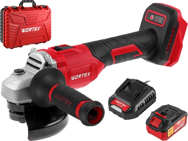 Аккум. углошлифмашина WORTEX LX CAG 1812-1 E в чем. ALL1 XLT SET БЕСЩЕТ., 18 В, 125 мм, 8000 об/мин (бесщ. мотор; рег. об.; 125х22,2 мм)