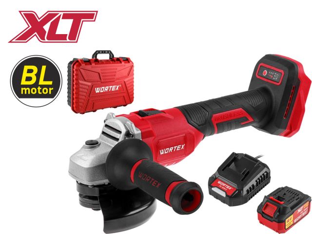 Аккум. углошлифмашина WORTEX LX CAG 1812-1 E в чем. ALL1 XLT SET БЕСЩЕТ., 18 В, 125 мм, 8000 об/мин (бесщ. мотор; рег. об.; 125х22,2 мм)
