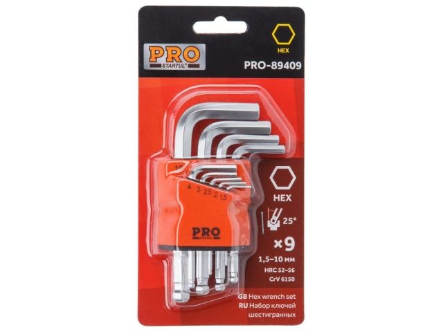 Набор ключей шестигр. 1,5-10мм 9шт коротк. с шар. PRO STARTUL (PRO-89409)