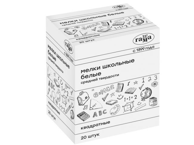 Мелок средн. твердости БЕЛЫЙ квадратный школьный уп.20 шт (Цвет белый)