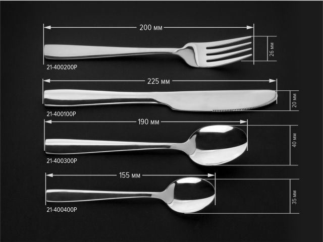 Набор ложек столовых, 4 шт., глянцевый, серия Majestic, PERFECTO LINEA