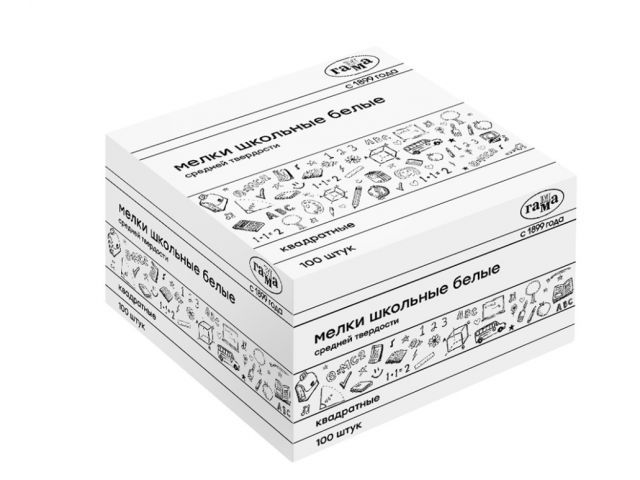 Мелок средн. твердости БЕЛЫЙ квадратный школьный уп.100 шт (Цвет белый)