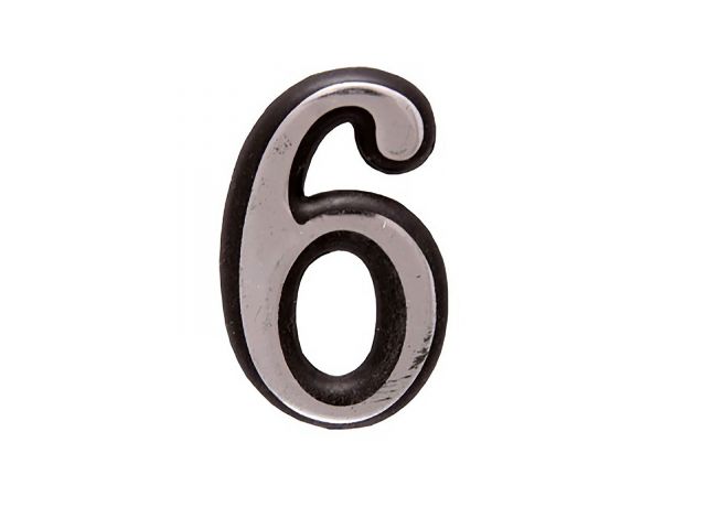Цифра дверная АЛЛЮР пластик «6» хром