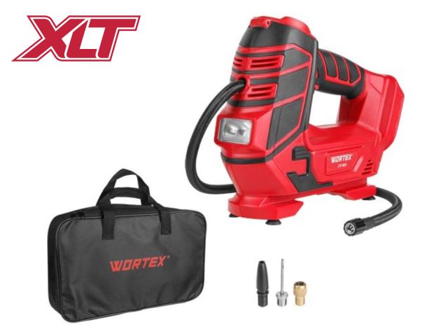 Аккум. компрессор WORTEX CTI 1811 в кор. ALL1 XLT SOLO 18 В, 11 бар, 12 л/мин (160 PSI / 1100 кПа, цифровой манометр, 600 мм шланг, подсветк