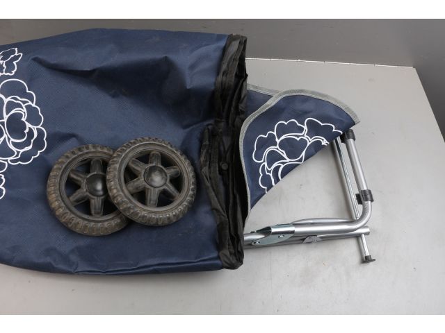 Сумка-тележка хозяйственная на колесах 20 кг, синяя, цветок, PERFECTO LINEA уцененный (0050926800)