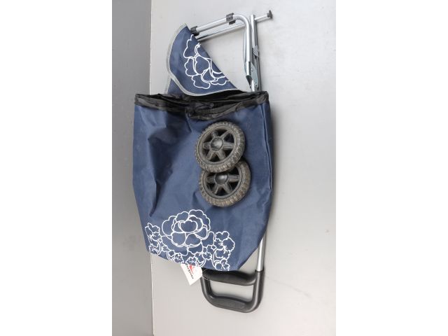 Сумка-тележка хозяйственная на колесах 20 кг, синяя, цветок, PERFECTO LINEA уцененный (0050926800)