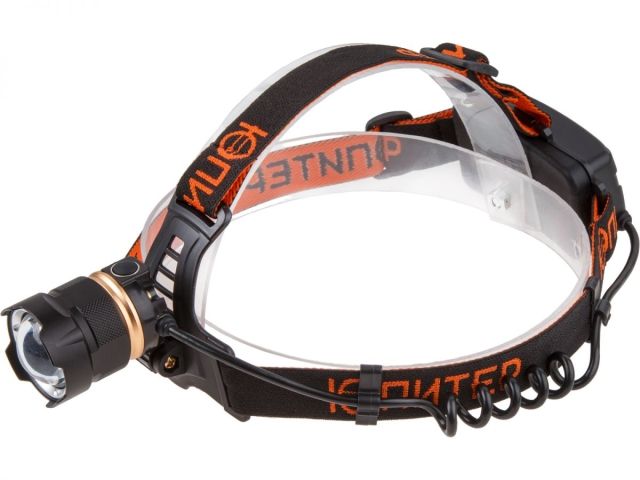 Фонарь налобный светодиодный аккум. ZOOM 10Вт ЮПИТЕР (USB A - Type-C  кабель в комплекте)