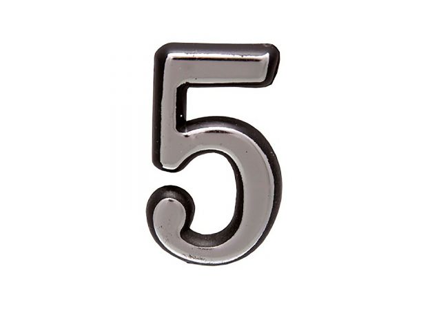 Цифра дверная АЛЛЮР пластик «5» хром
