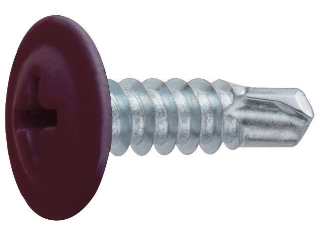 Саморез 4.2х19 мм с прессшайбой, цинк, со сверлом, RAL 3005 (50 шт в зип-локе) STARFIX (цвет винно-красный)