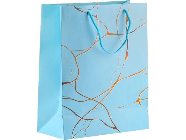 Пакет подарочный с ручками, 32х26х12 см., голубой, серия Amelia, PERFECTO LINEA