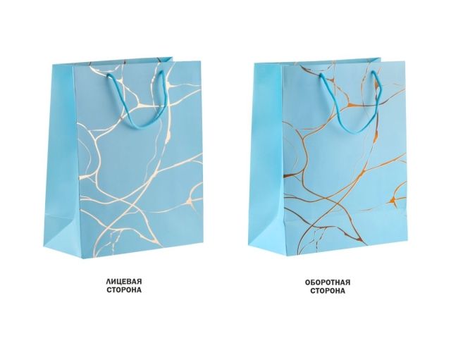 Пакет подарочный с ручками, 32х26х12 см., голубой, серия Amelia, PERFECTO LINEA