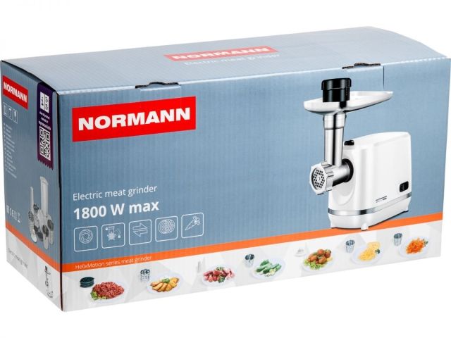 Мясорубка электрическая AMG-553 NORMANN (1800 Вт; решетка 3/5/7 мм; реверс; овощерезка; терка для драников)