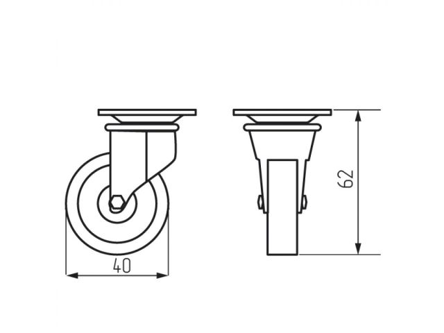 Опора колёсная усиленная d-40мм поворотная площадка STARFIX