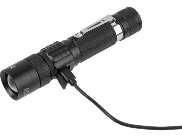 Фонарь ручной светодиодный аккум. ZOOM 8Вт ЮПИТЕР (USB A - Type-C кабель в комплекте)