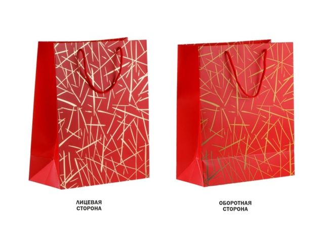 Пакет подарочный с ручками, 32х26х12 см., красный, серия Emma, PERFECTO LINEA
