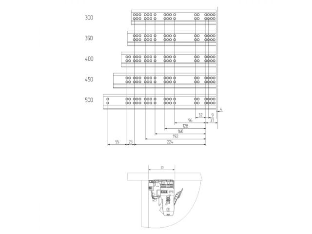 Направляющая шариковая скрытого типа 400 мм Clip-on push to open полного выдв. 2 шт STARFIX